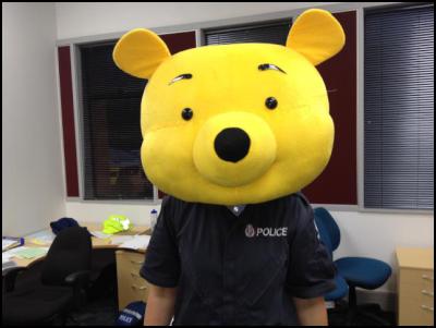 Part of a large
Winnie the Pooh costume recovered by Hamilton
Police