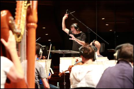 Composer Alex
Heffes records the score for <I>The Tomb</I> with the
NZSO