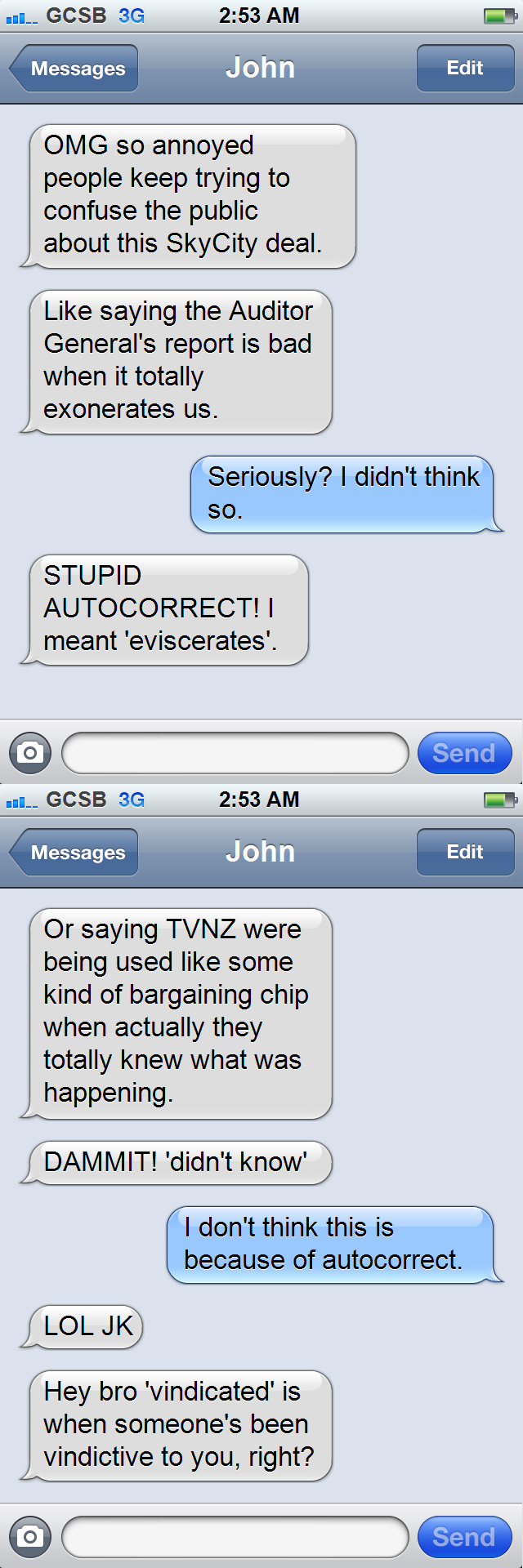 John Key iPhone texts: autocorrect, skycity, tvnz