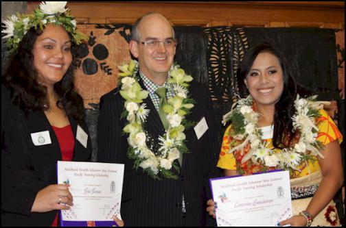 Pacific nurses
scholarships awarded - Catherine Latailakepa and Tyla
Tariau, Tony Ryall