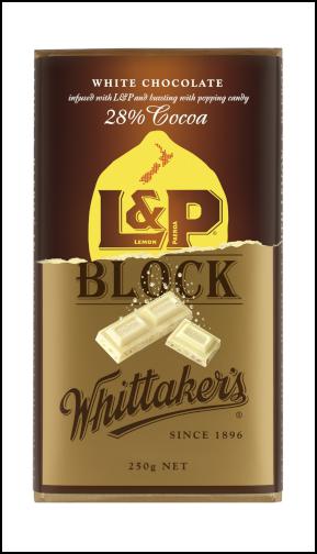 Whittaker’s
confirms the imminent launch of Whittaker’s L&P chocolate,
which will see two of New Zealand’s most iconic brands
join forces to create a uniquely Kiwi range of chocolate.
