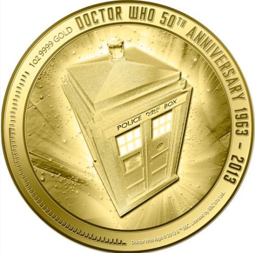 Following on from
its silver predecessor, a gold one-ounce coin has been
struck by New Zealand Mint to continue the celebration of
the 50th anniversary of the longest-running sci-fi
television series <I>Doctor Who</I>.