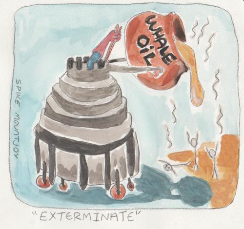 Exterminate:
Pouring hot Whale Oil on beehive invaders