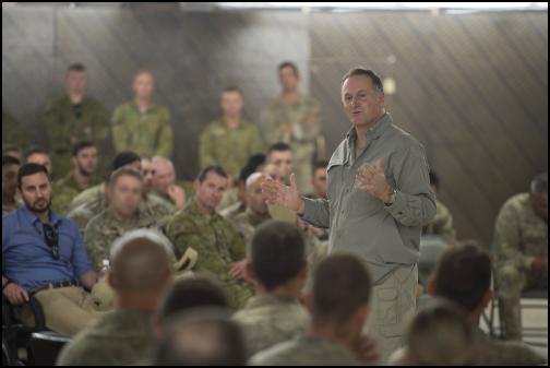 PM John Key addresses troops at Taji Military Camp