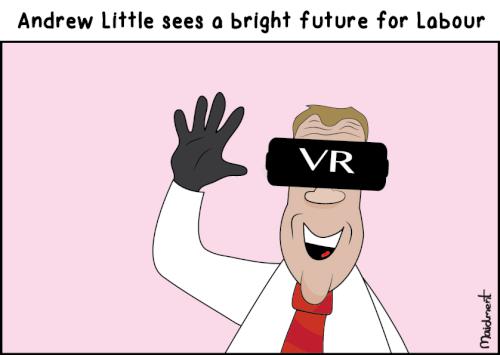 Andrew Little sees
a bright future for Labour - VR
goggles