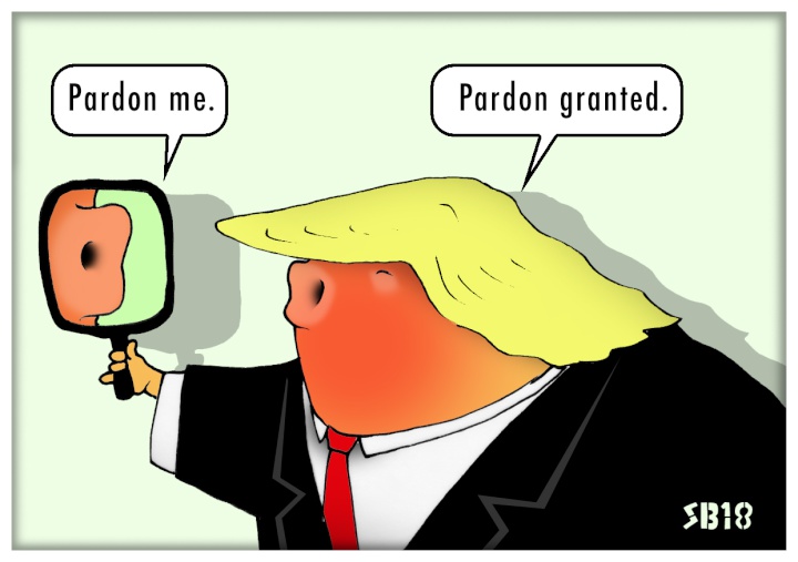 Donald Trump Pardons Himself in the Mirror