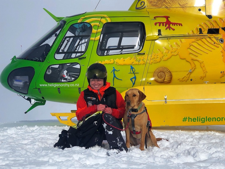 Touch down –
Vladka Kennet and trainee search dog Zara training for their
annual assessment