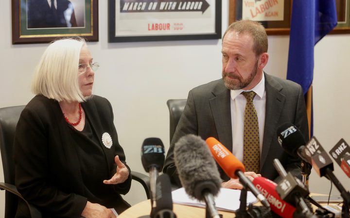 Justice Minister
Andrew Little with Rosslyn Noonan. Photo: RNZ / Richard
Tindiller