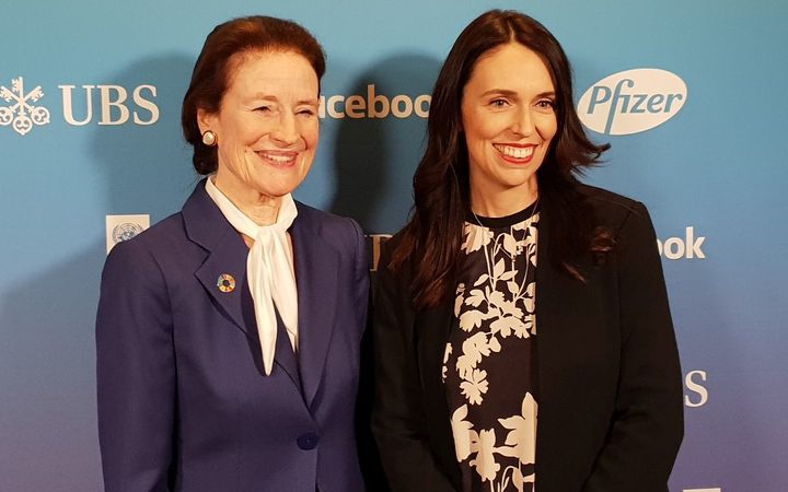 Prime Minister
Jacinda Ardern, right, with UNICEF executive director
Henrietta Fore in New York Photo: RNZ / Chris Bramwell