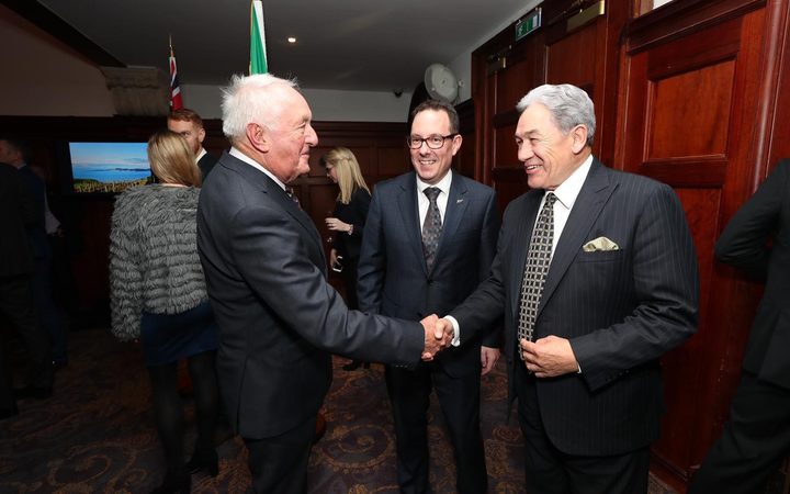 Foreign Affairs
Minister Winston Peters with Honorary Consul for NZ in
Ireland, Alan McCarthy and NZ's first Ambassador to Ireland,
Brad Burgess. Photo: New Zealand Embassy in Ireland 