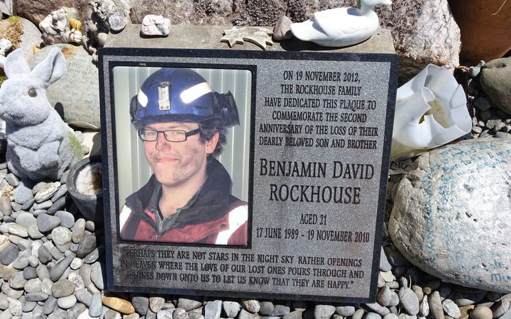 A memorial for
Sonya Rockhouse's son, Ben, at Atarau near Blackball. The
21-year-old was among those who died in the Pike River
disaster. Photo: RNZ / Conan Young