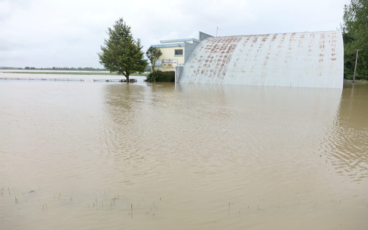 hanger building
above floodwater