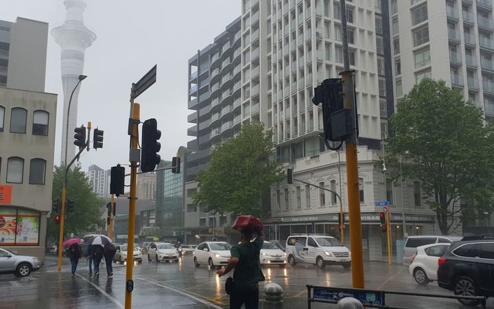 central Auckland
street in heavy rain
