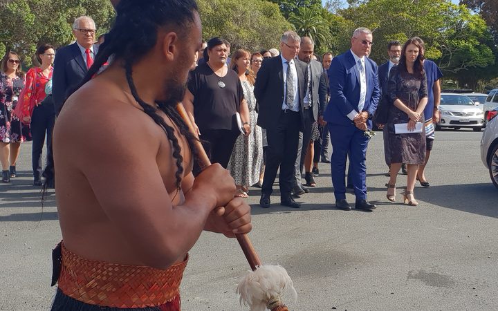 PM Ardern and other
government MPs at pōwhiri