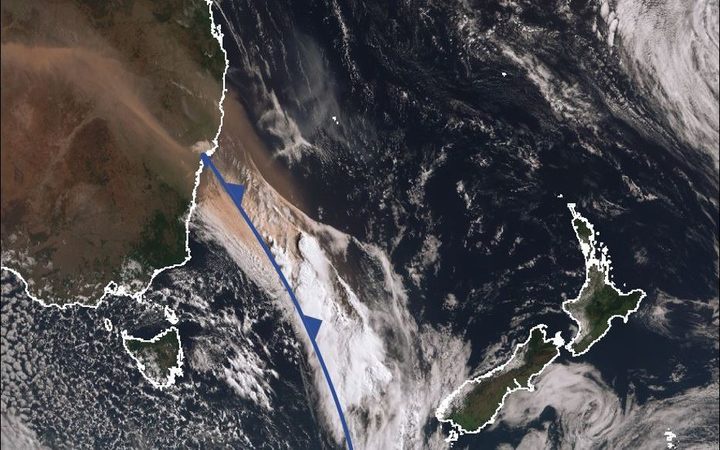a satellite image
of southeast australia and new zealand