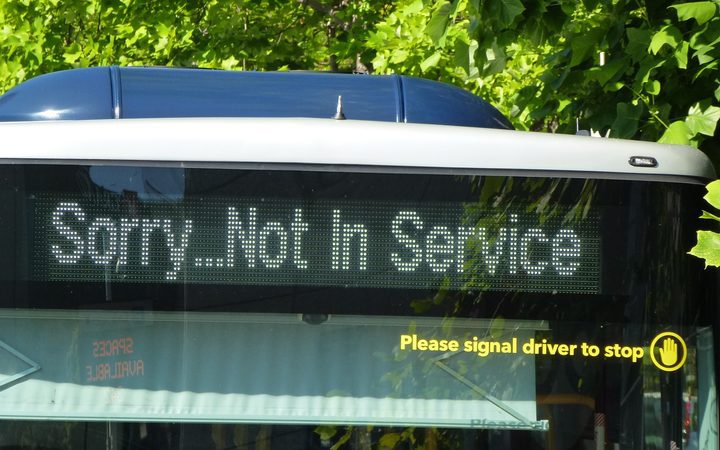 a bus showing 'not
in service' on its display