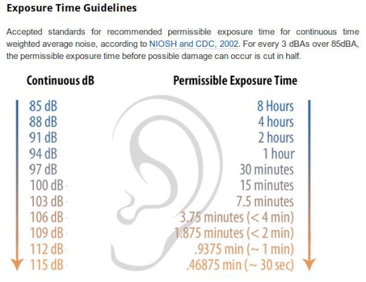 chart of decibel
exposure guidelines