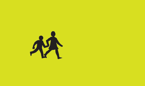 the children
figures from the school-area road sign, on a plain
background