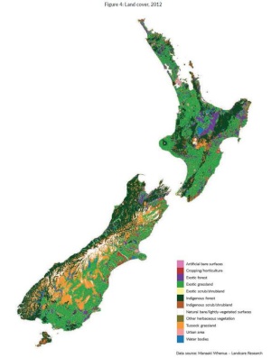 map
of new Zealand showing land use