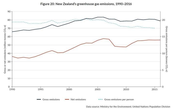 graph of emissions,
showing net, gross, and gross per person