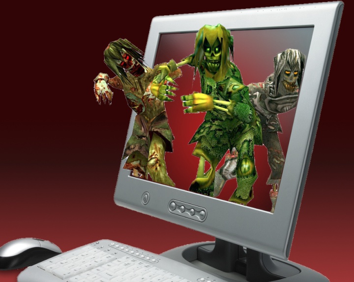 digital zombies
emerging from a computer monitor