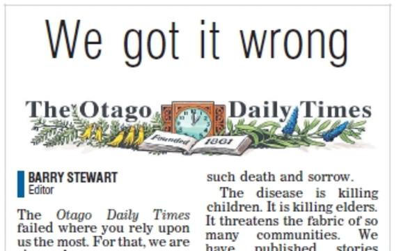 a screenshot of the
editorial headlineed 'we got it wrong' in print format